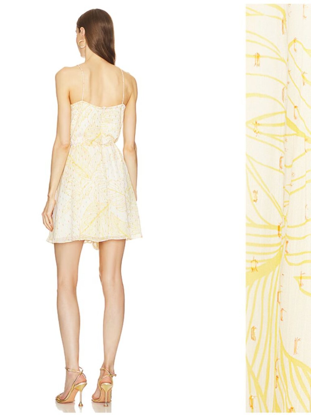 ALEXIS Asia Golden Palms Ruffle Mini Dress S NWT